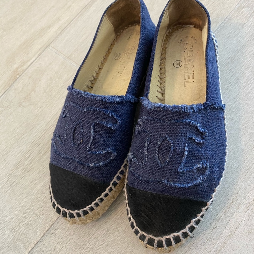 Chanel Jean and Black Espadrilles